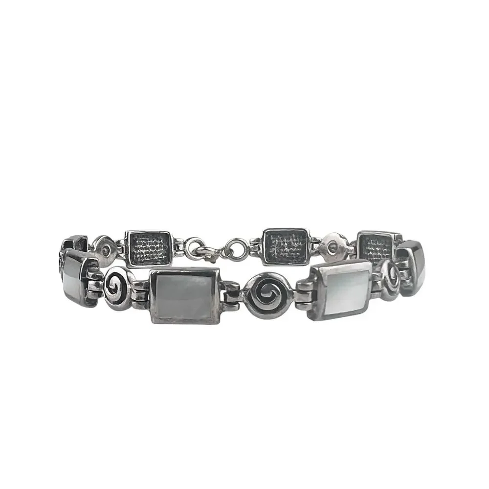 Sterling Silver & Mother of Pearl Bracelet Swirl 7.5